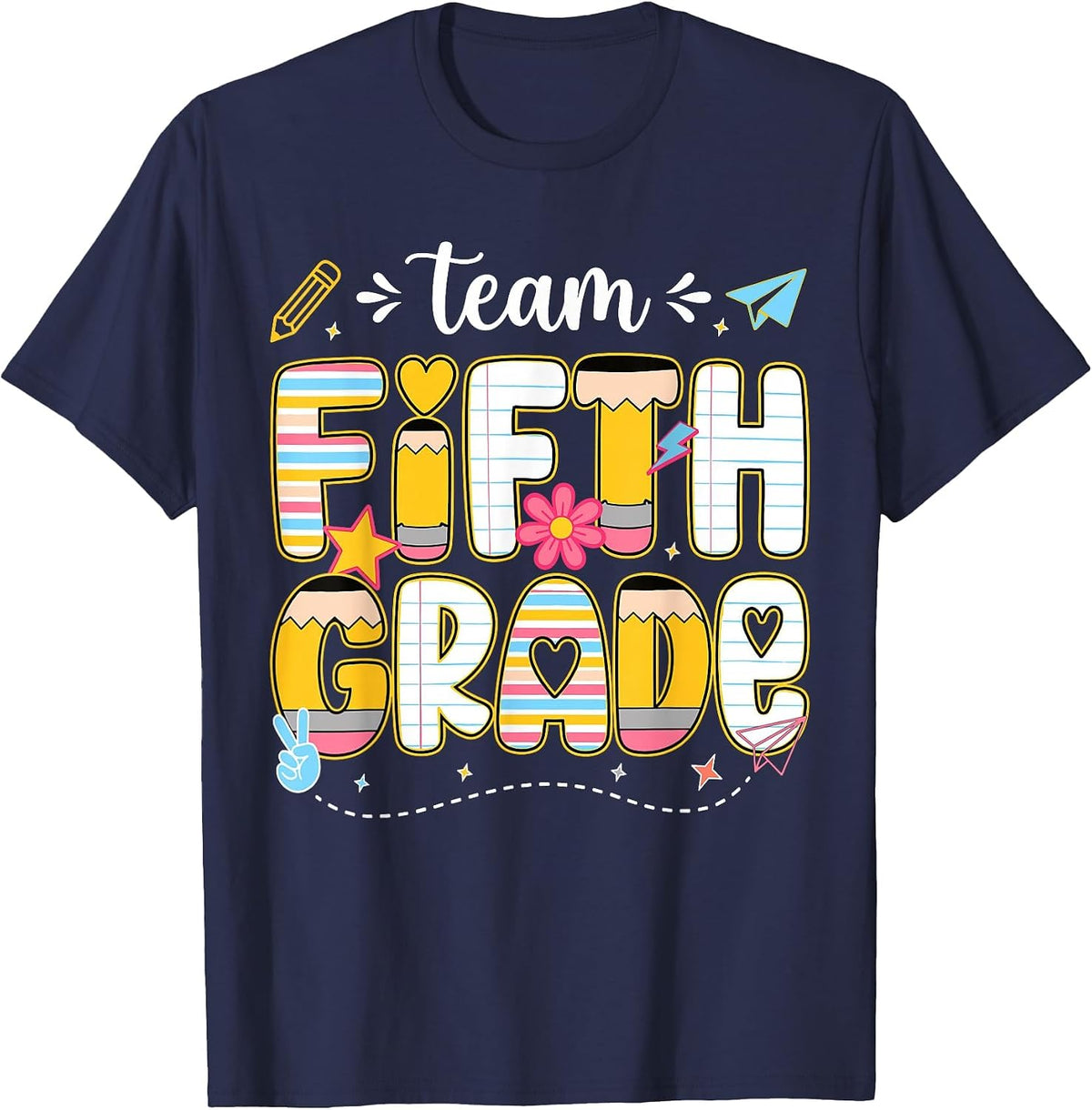 Welcome to 5th Grade Team Teacher First Day of 5th Grade T-Shirt - Navy Blue