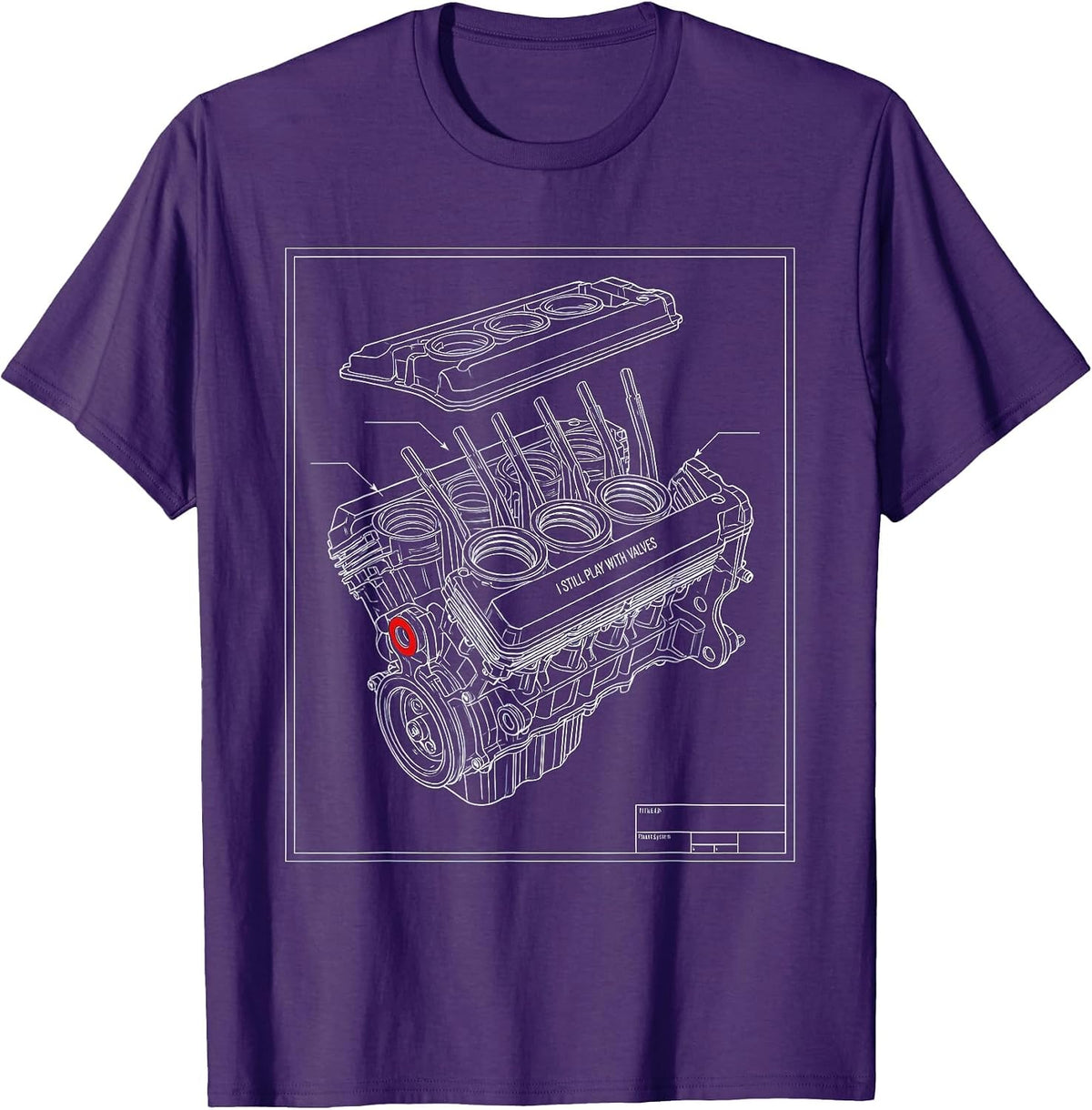 I Still Play With Valves Technical Blueprint Mechanic Engine T-Shirt - Purple
