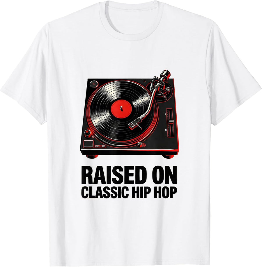 Men's Raised On Classic Hip Hop Nostalgic Old School Hip Hop Fan T-Shirt - White