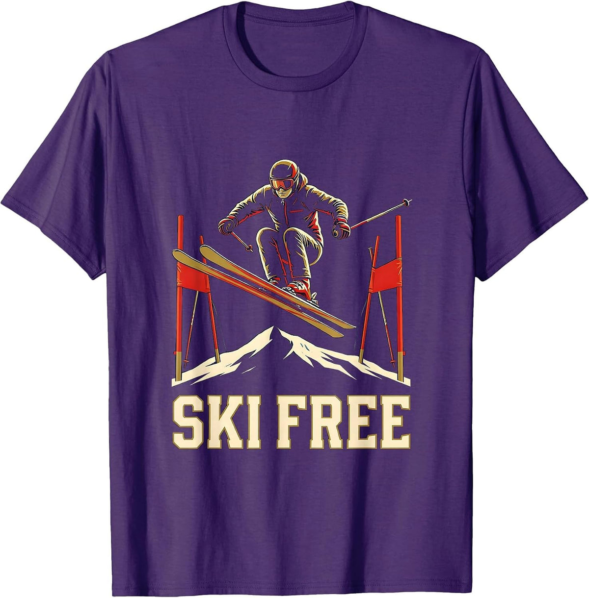 Men's Ski Free Sports Skiing Gift For Skiers Slalom T-Shirt - Purple