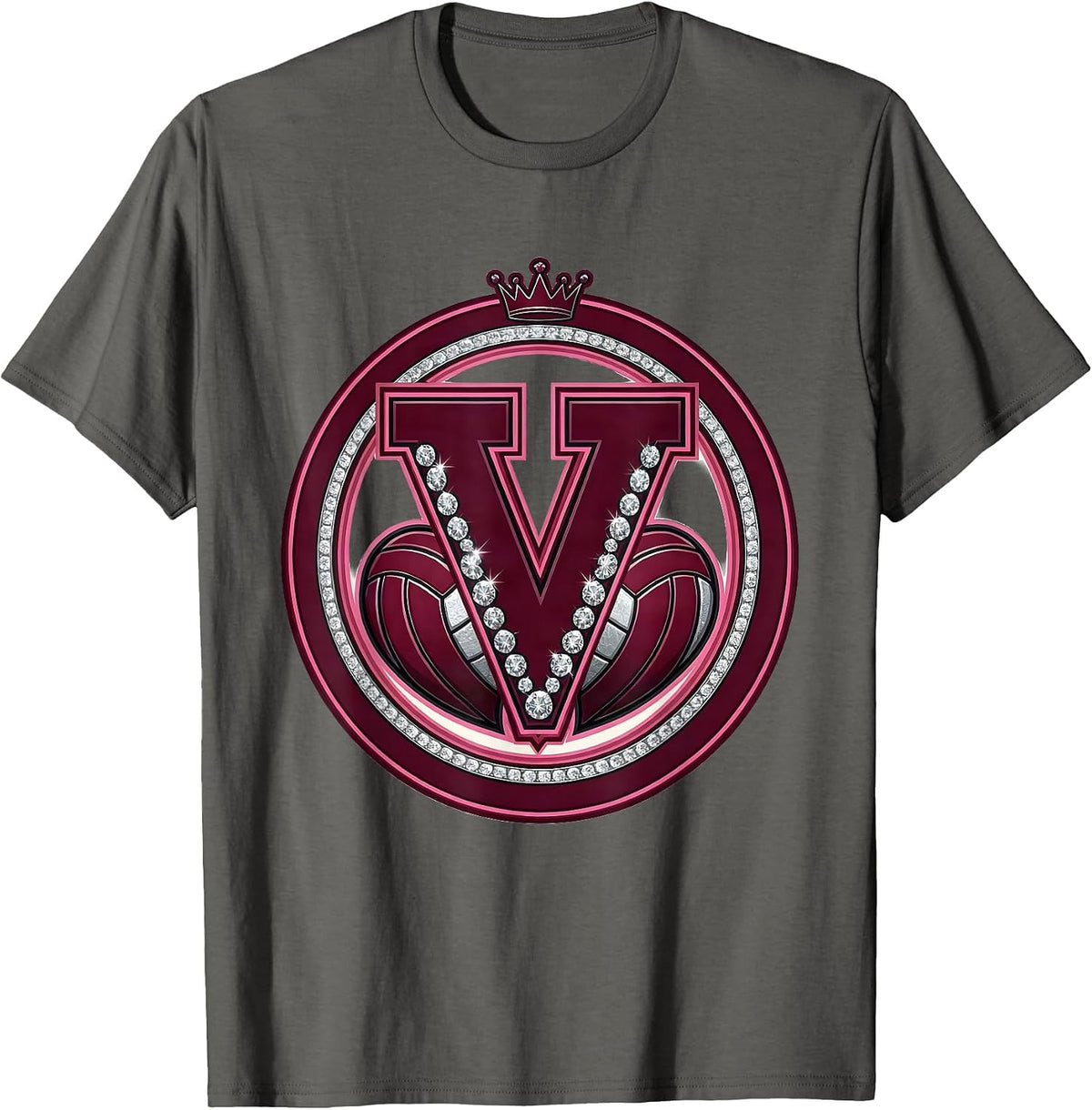 Volleyball Heart Love Volleyball Mom Gift T-Shirt - Asphalt Grey