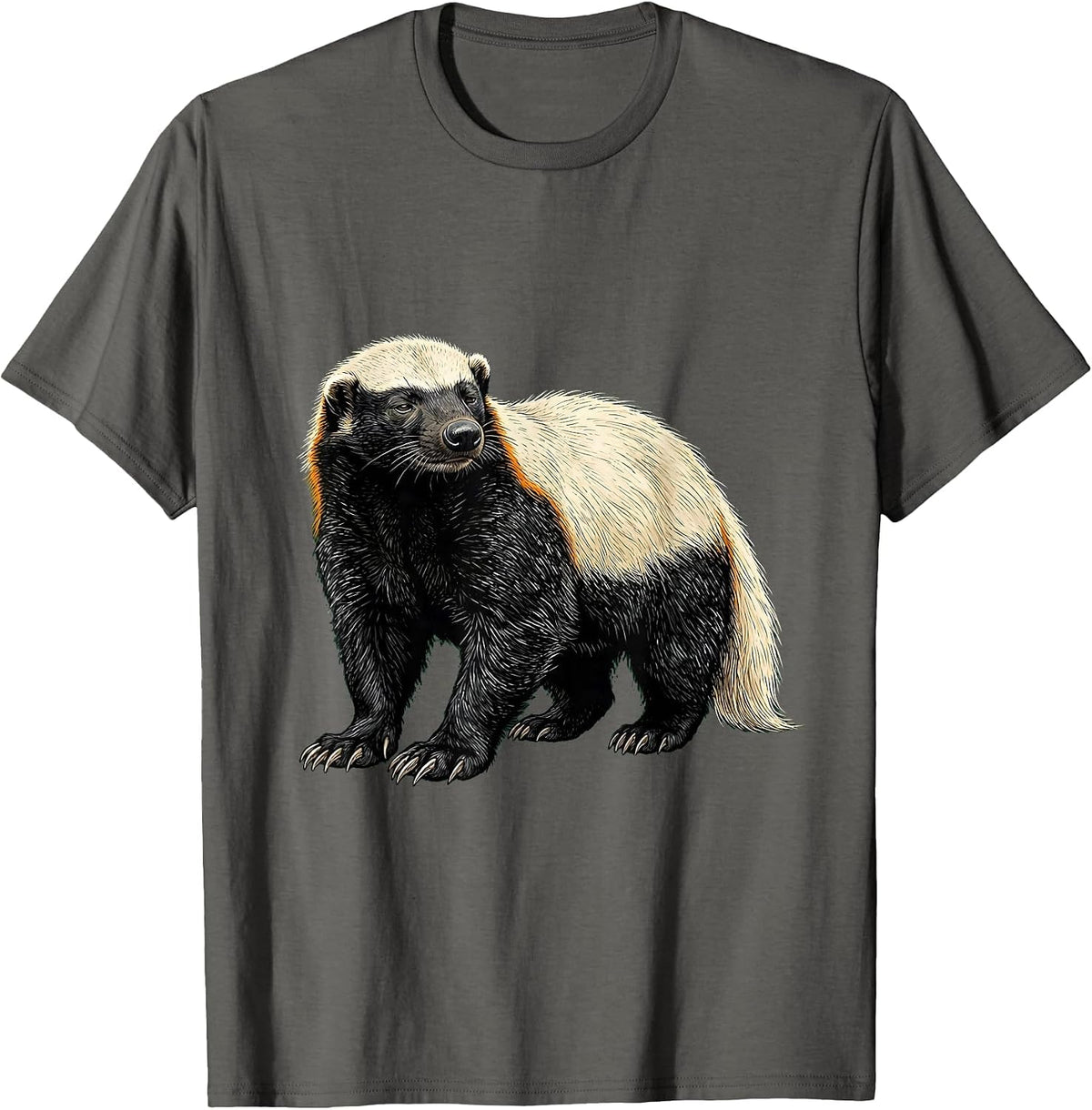 Honey Badger Bold Illustration Animal Lover Humor T-Shirt - Asphalt Grey