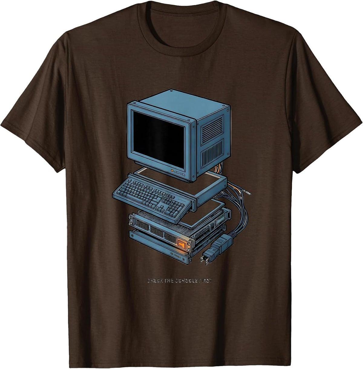 Men's Check The Console First Funny Tech Support Programmer IT T-Shirt - Brown