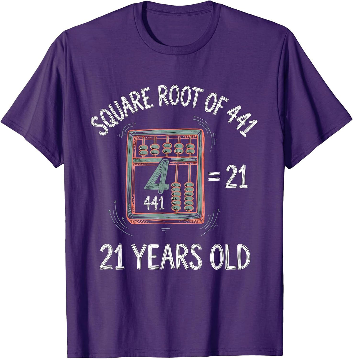 Men's Square Root Of 441 21 Years Old Math Birthday Age Pun T-Shirt - Purple