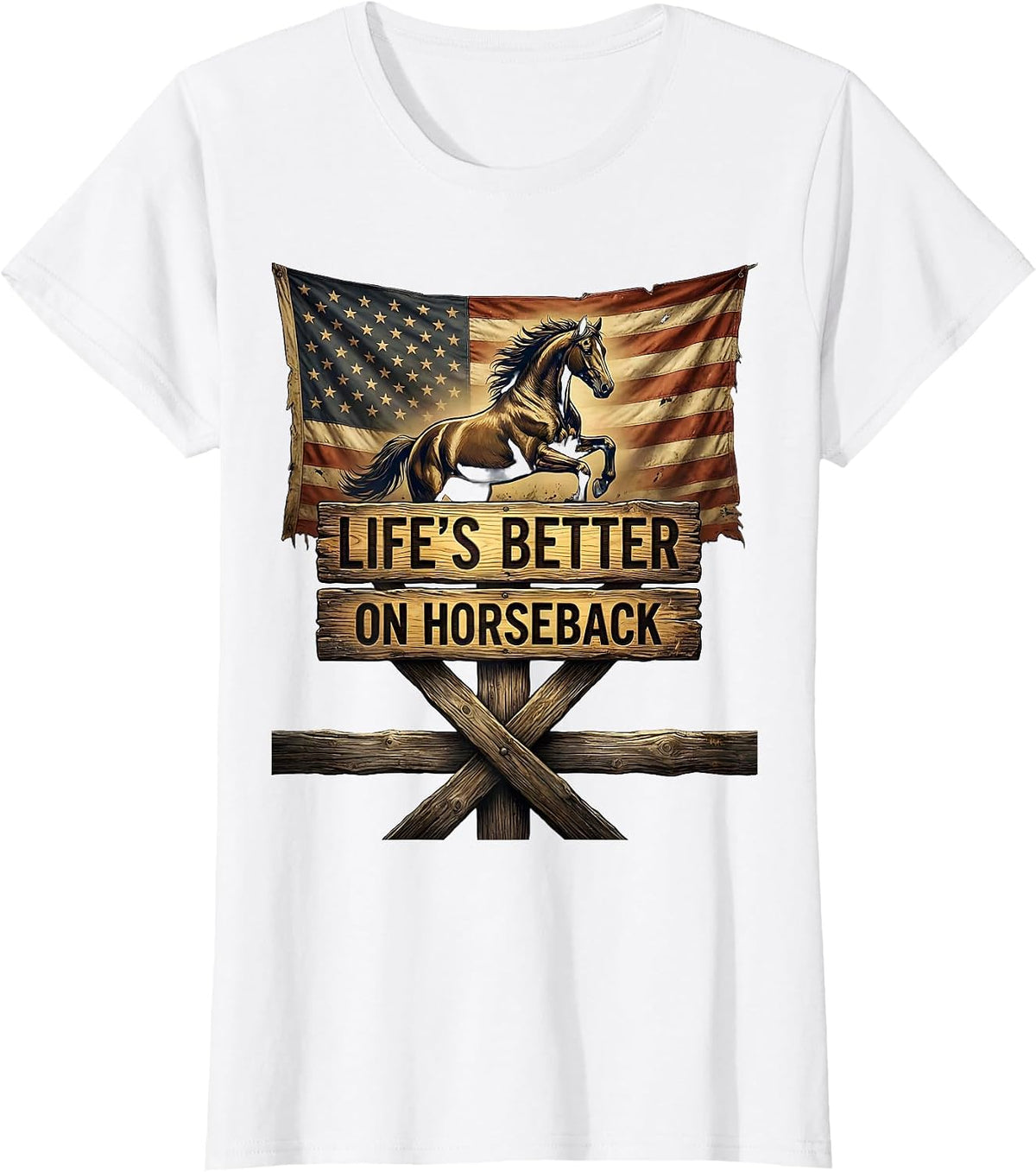 Women's Life's Better On Horseback Horse Riding Design T-Shirt - White