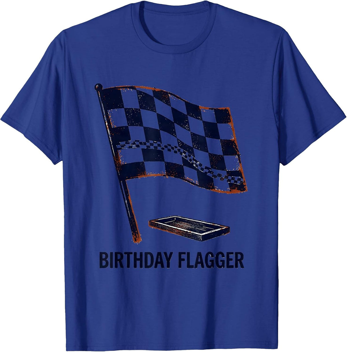 Birthday Flagger Rubber Stamp Pit Crew Family Race Car Party T-Shirt - Royal Blue