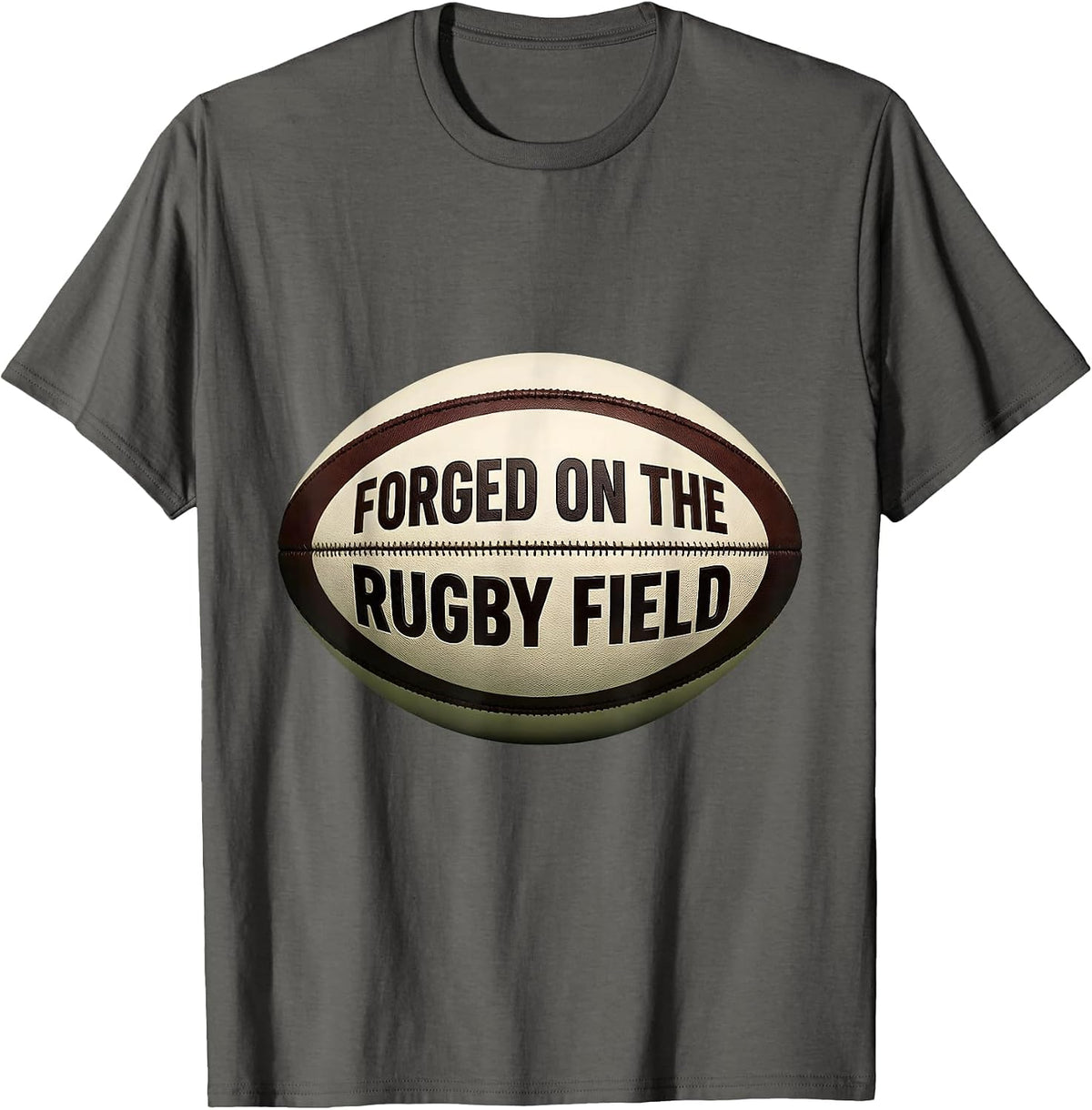Forged on the Rugby Field Graphic Design T-Shirt - Asphalt Grey
