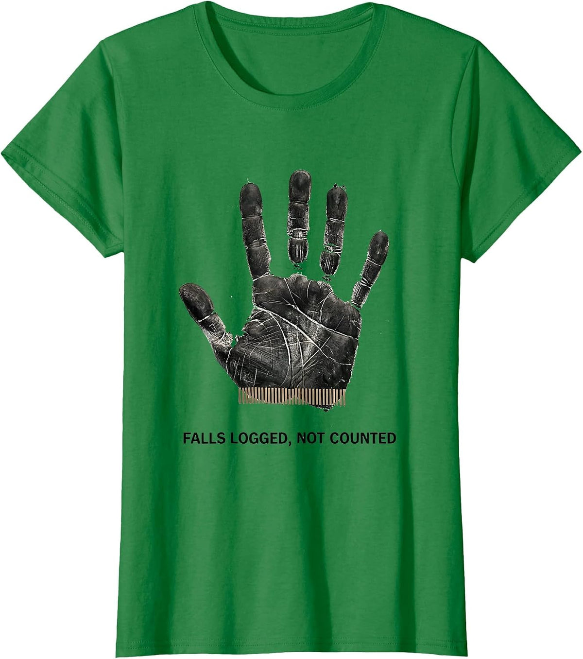 Women's Falls Logged Not Counted Funny Rock Climbing Bouldering T-Shirt - Kelly Green