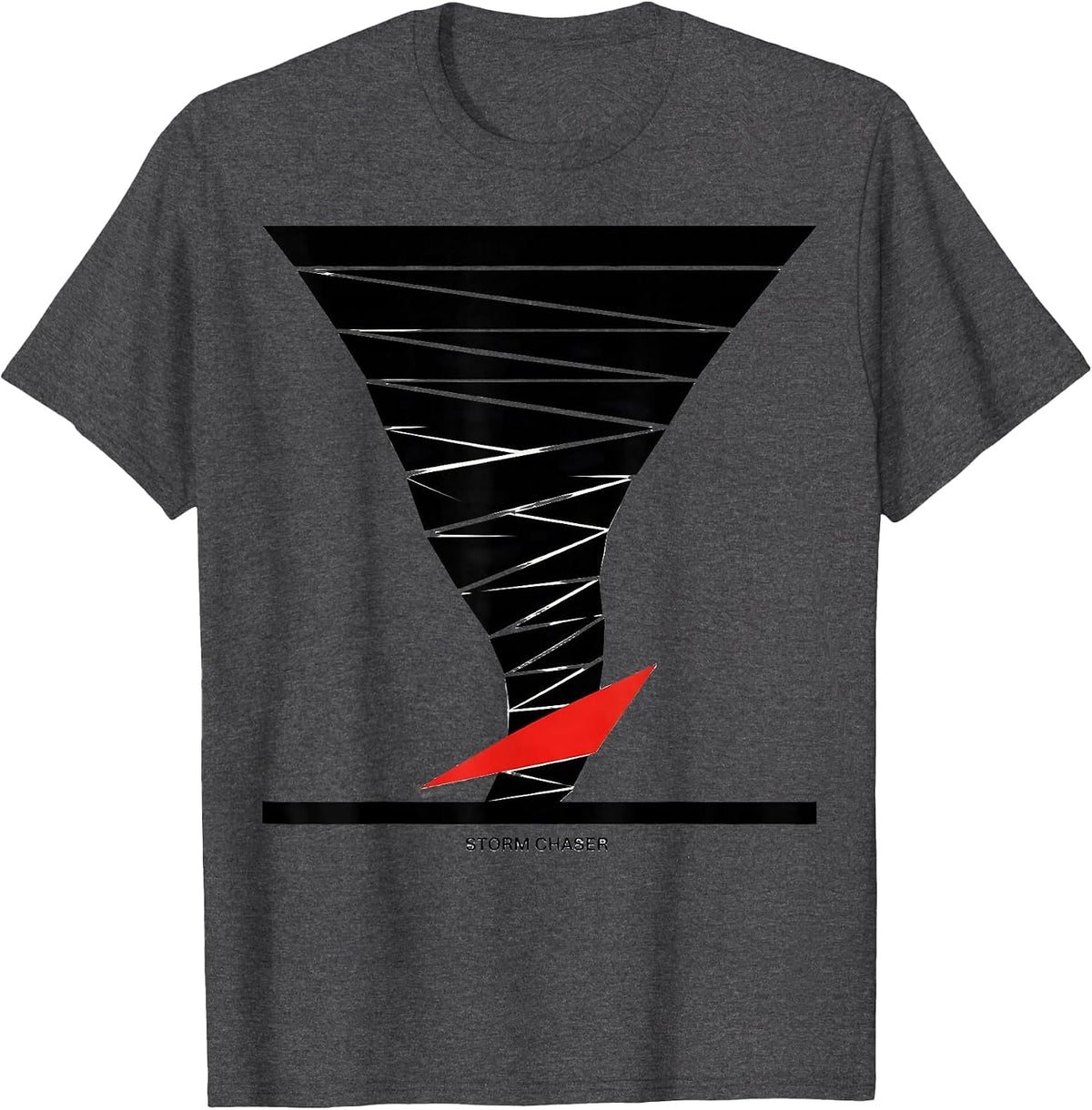Men's Storm Chaser Geometric Tornado Weather Enthusiast T-Shirt - Dark Heather Grey
