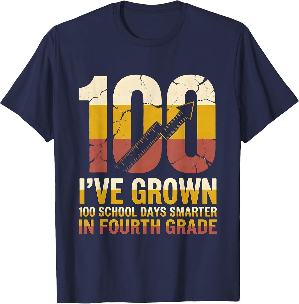 I've Grown 100 School Days Smarter In Fourth Grade Teachers T-Shirt - Navy Blue