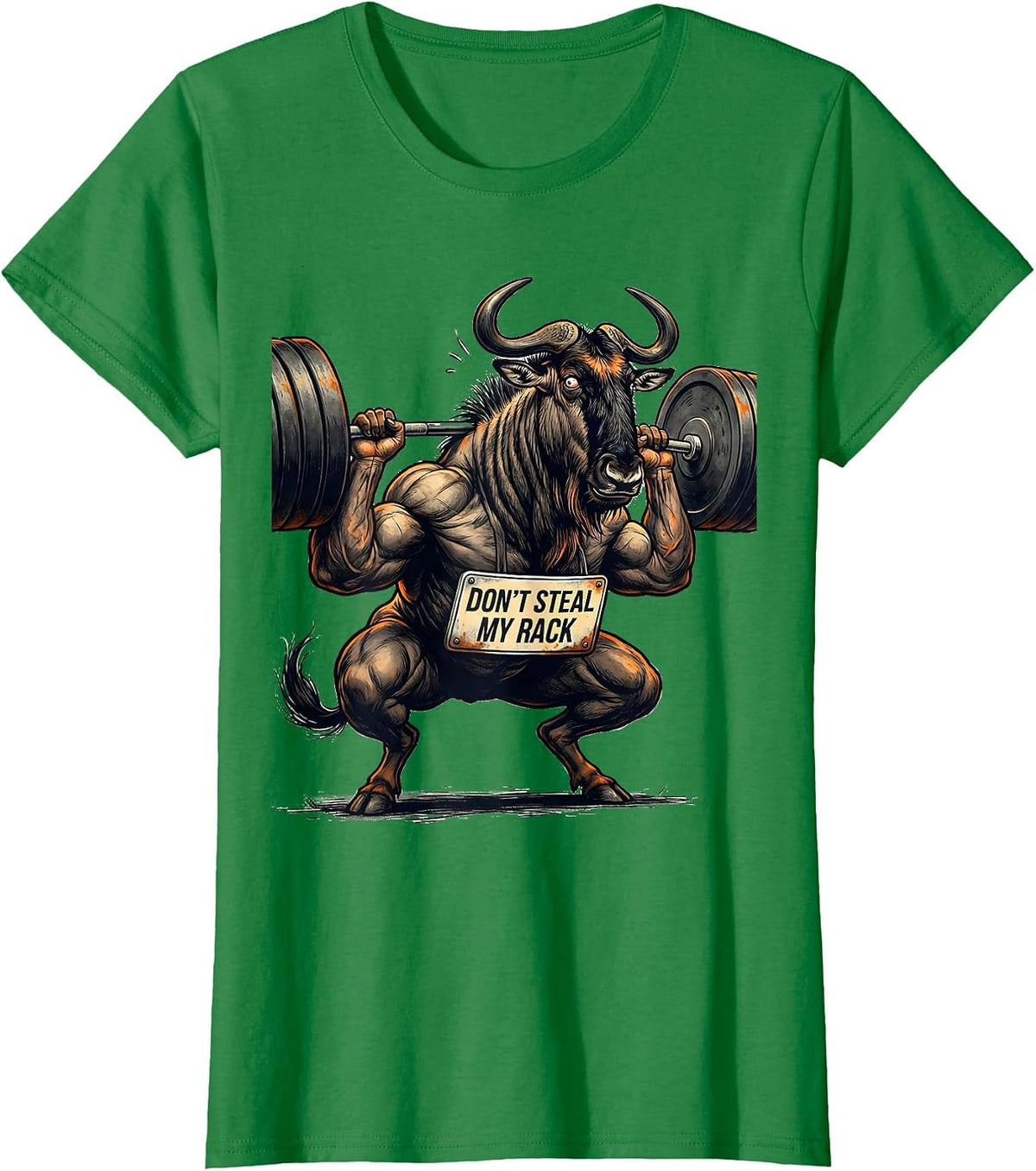 Women's Don't Steal My Rack Funny Gym Workout Weightlifting Humor T-Shirt - Kelly Green