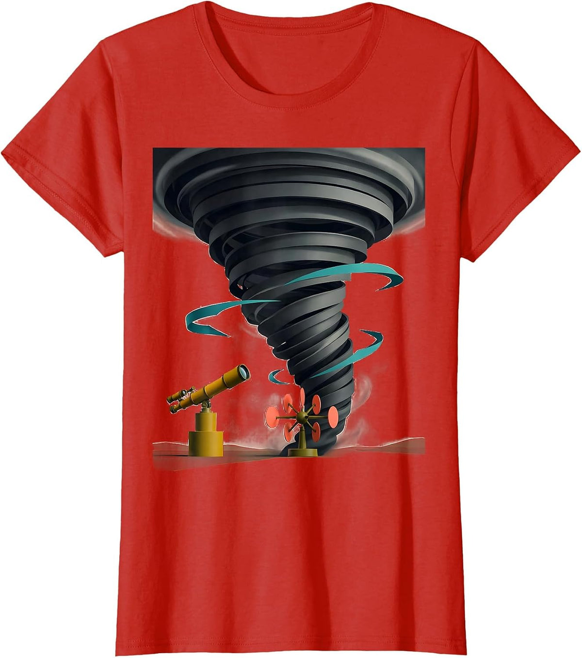 Buoyant Tornado Funnel Midcentury Modern Meteorology Humor T-Shirt - Red