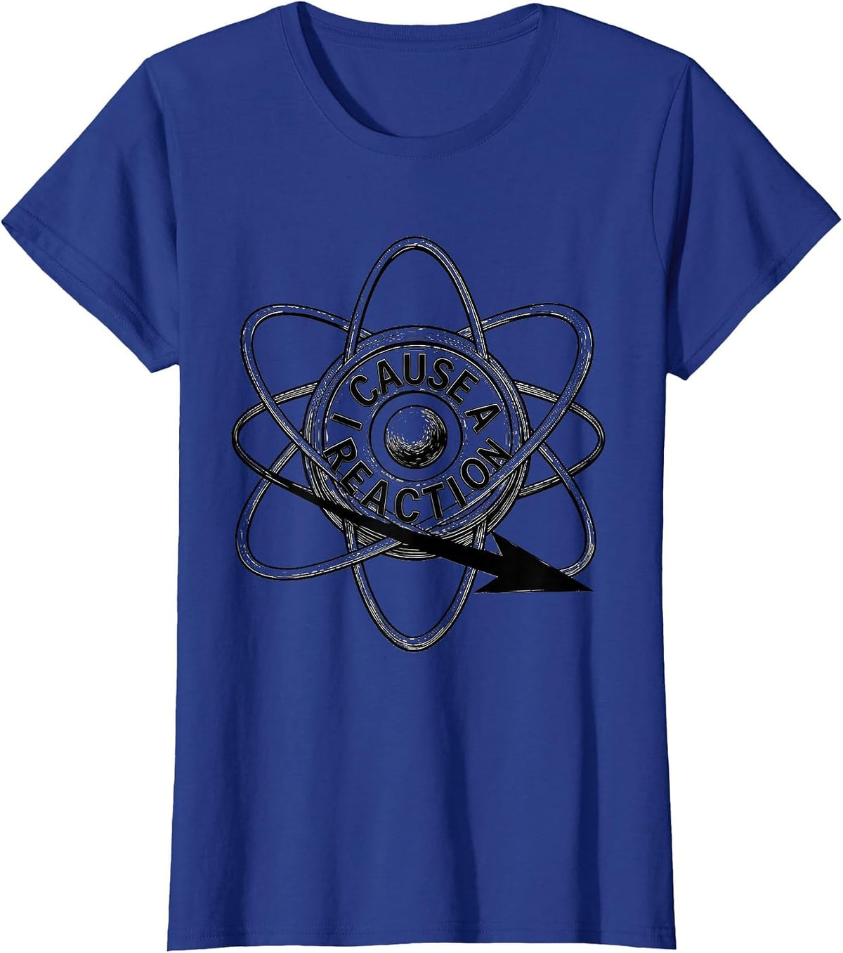 Women's I Cause A Reaction Funny Science Chemistry Nerd Humor T-Shirt - Royal Blue