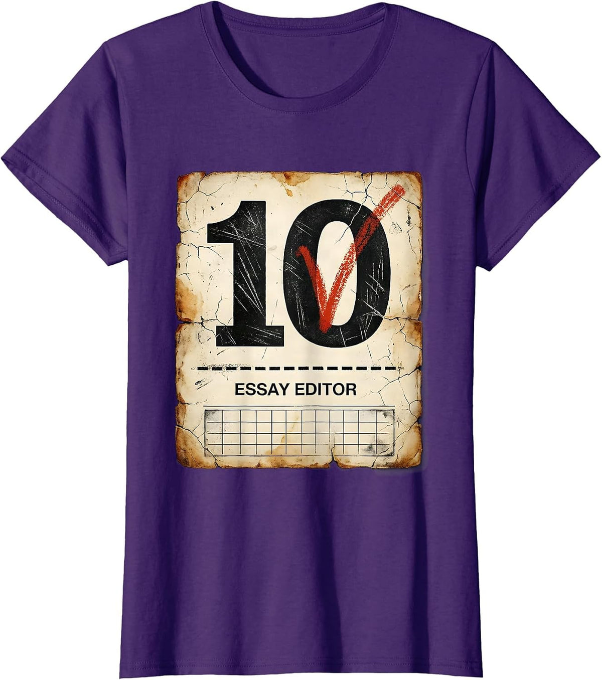 Women's Essay Editor Distressed Funny Teacher Back To School First T-Shirt - Purple