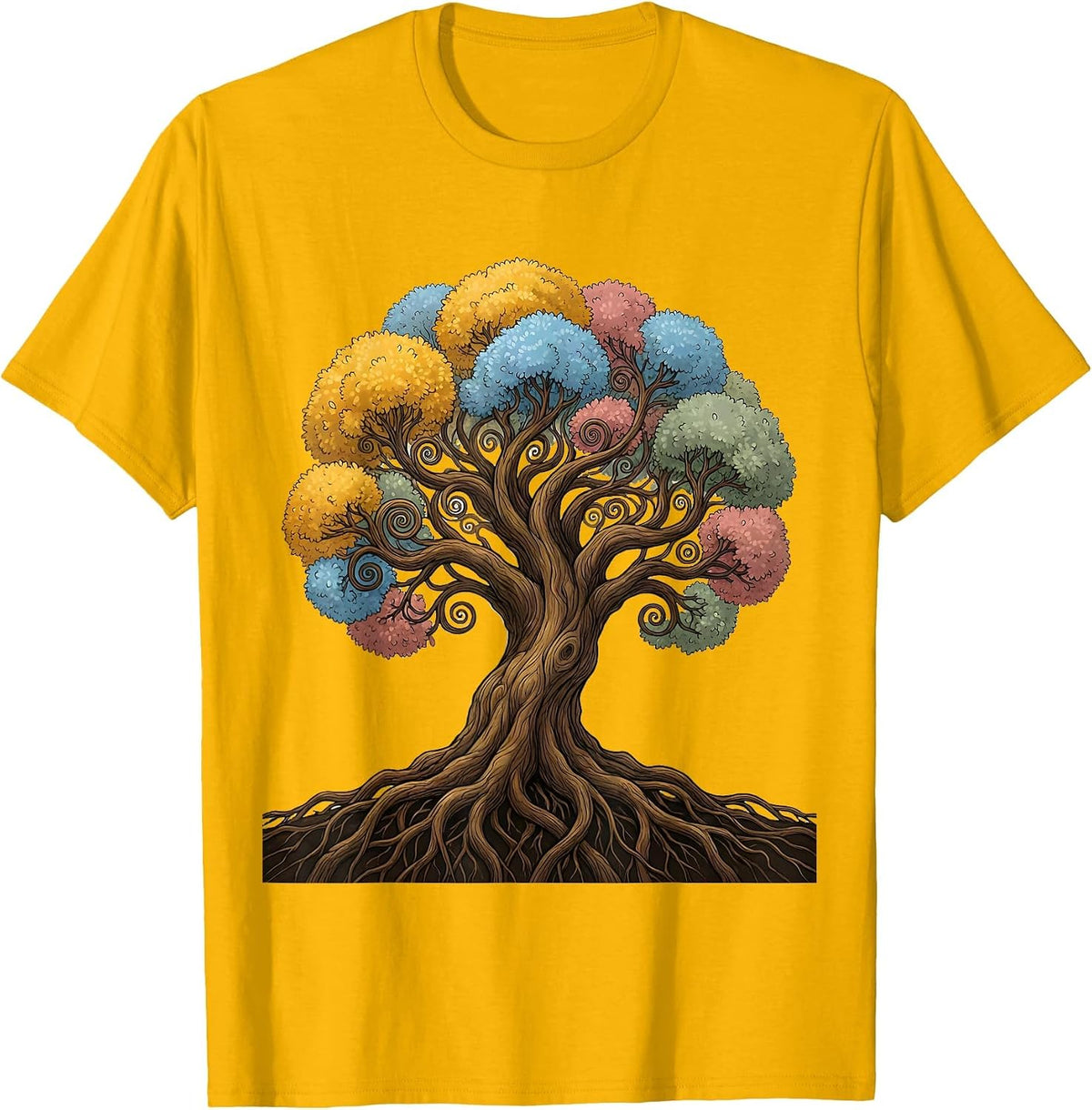 Down Syndrome Awareness Colorful Tree Illustration T-Shirt - Golden Yellow