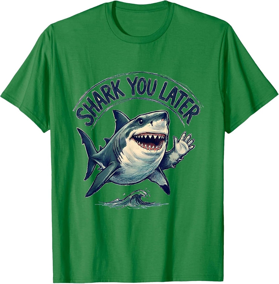 Men's Shark You Later Funny Shark Lover Ocean Animal Humor T-Shirt - Kelly Green