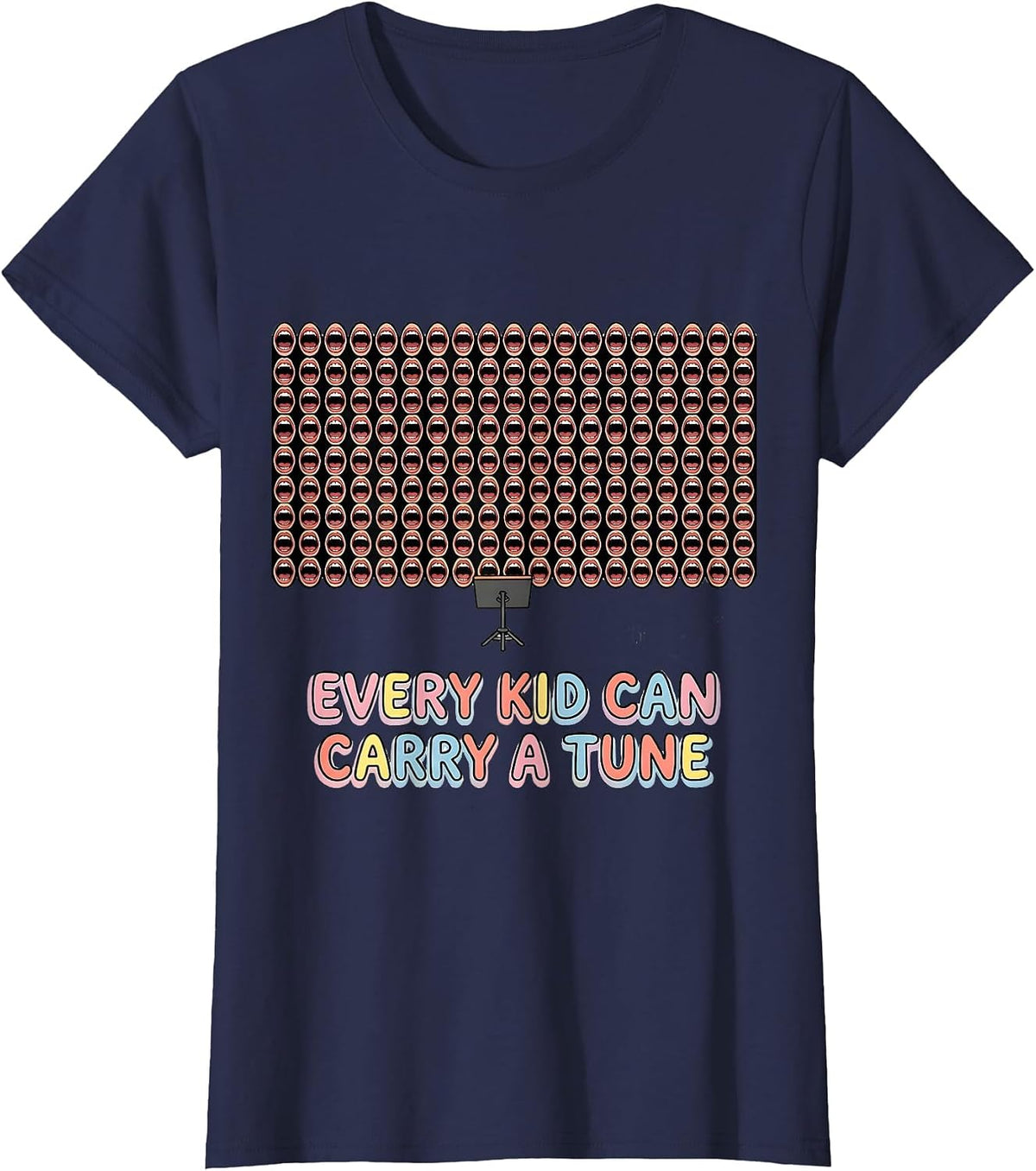 Women's Every Kid Can Carry A Tune Music Teacher Appreciation Gift T-Shirt - Navy Blue