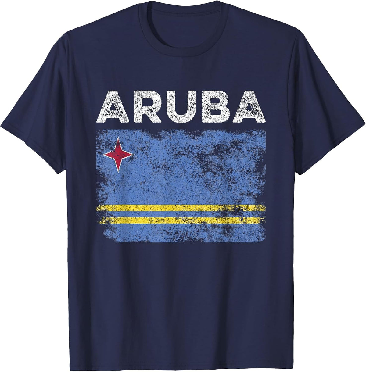 Aruba Flag Distressed - Men Women Kids - Aruban Flag T-Shirt - Navy Blue