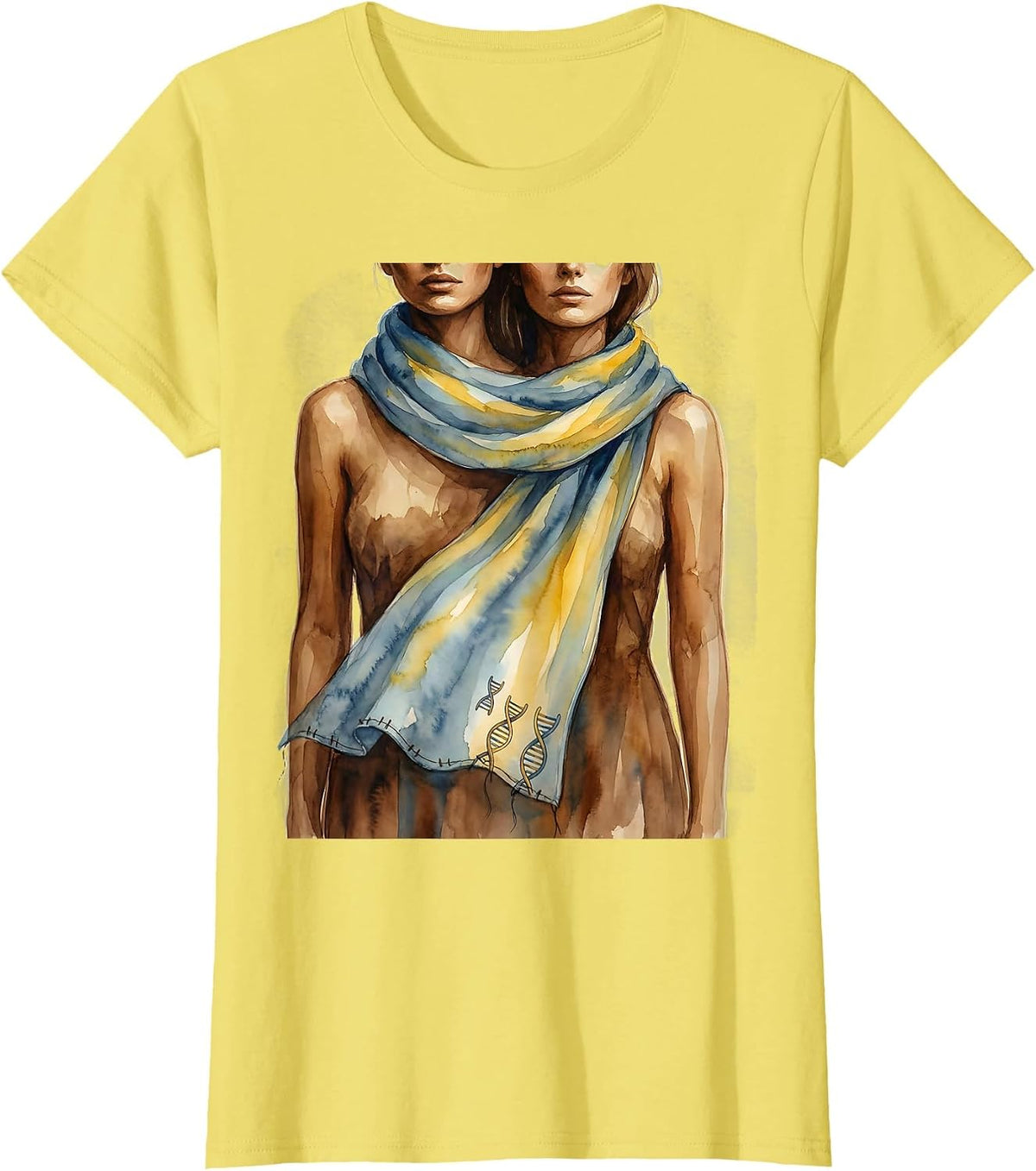 Shoulder-to-Shoulder Blue and Yellow Down Syndrome Awareness T-Shirt - Lemon Yellow