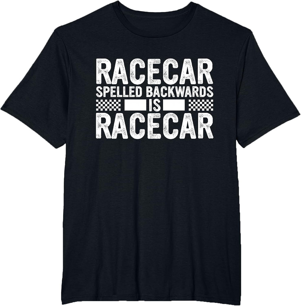 Racecar Spelled Backwards Mechanic Funny Car Racing Saying T-Shirt - Black