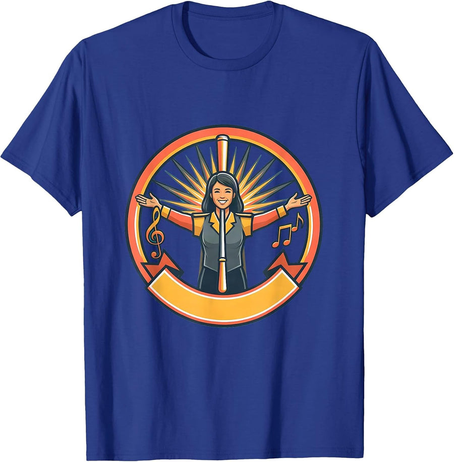Band Mom Drum Major Baton Graphic T-Shirt - Royal Blue