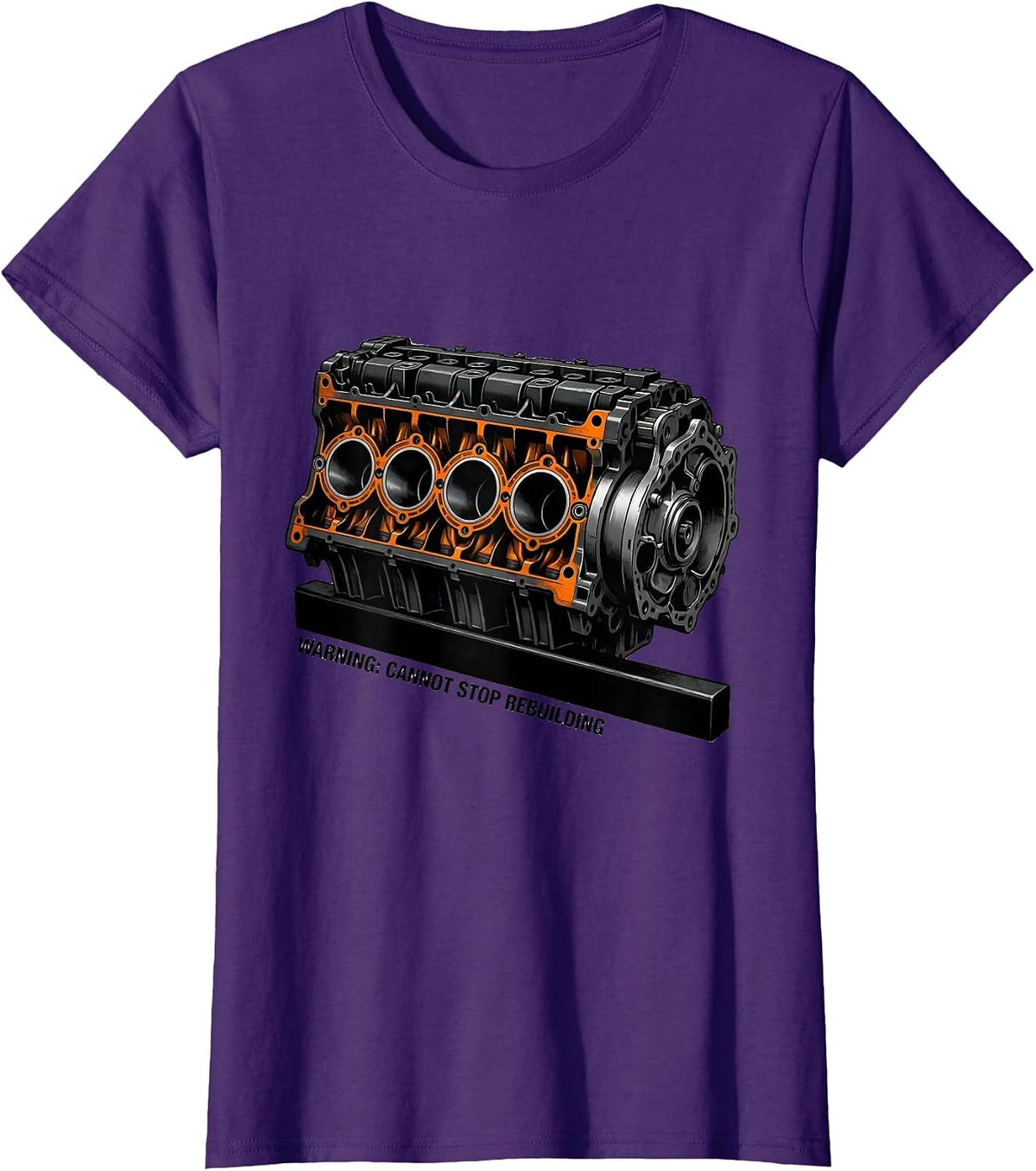 Women's Warning Cannot Stop Rebuilding Brutalist Mechanic Garage T-Shirt - Purple