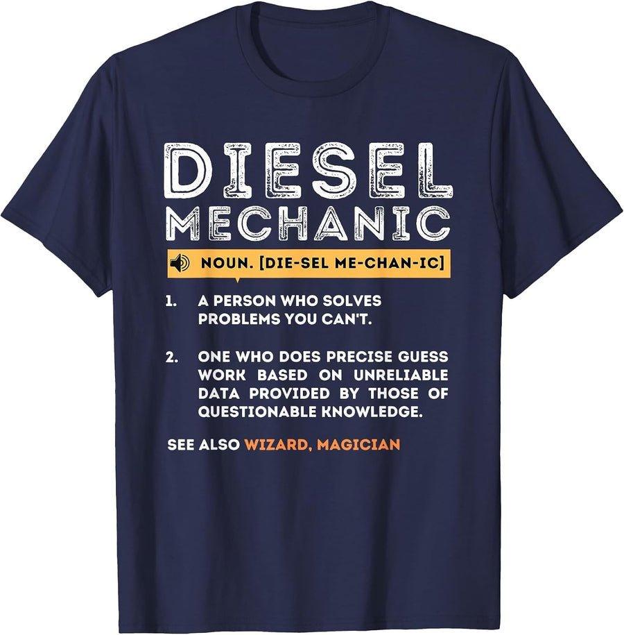 Diesel Mechanic Meaning - Diesel Repairman Auto Repair T-Shirt - Navy Blue