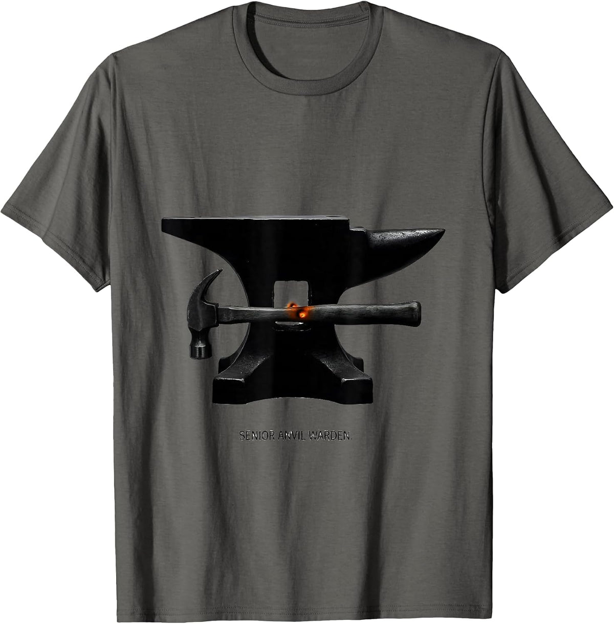 Senior Anvil Warden Minimalist Blacksmith Forge Craft Humor T-Shirt - Asphalt Grey