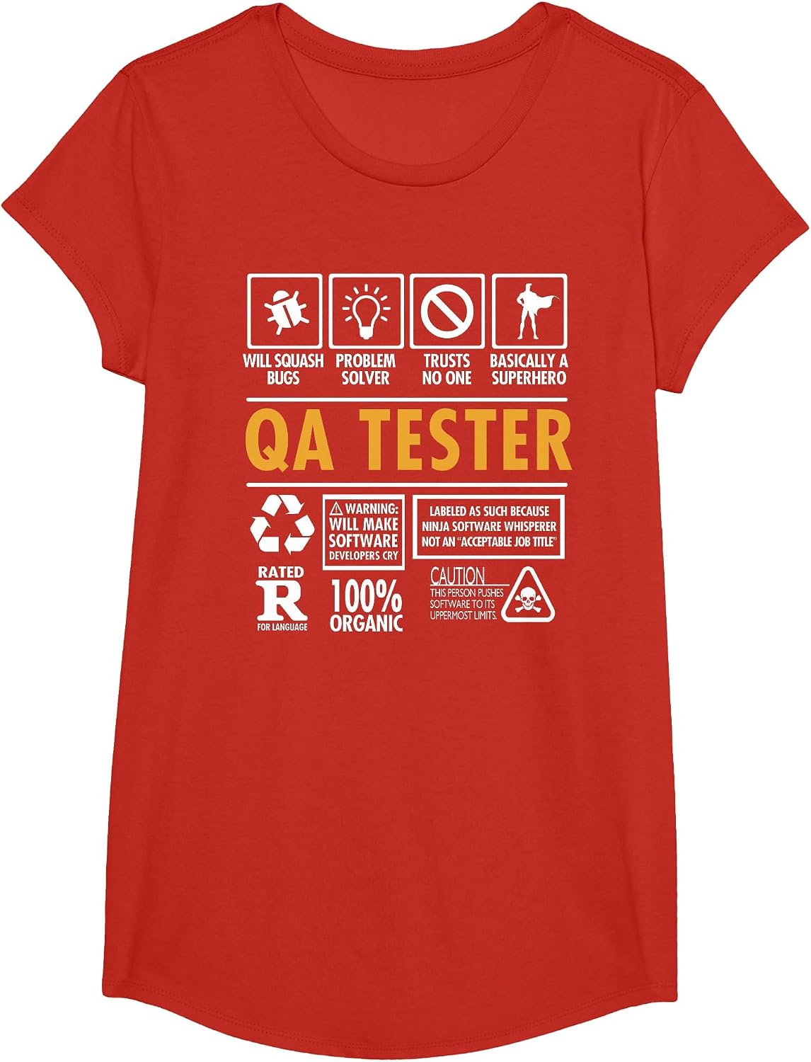 QA Tester Quality Assurance Tester or Analyst Funny T-Shirt - Girls Red