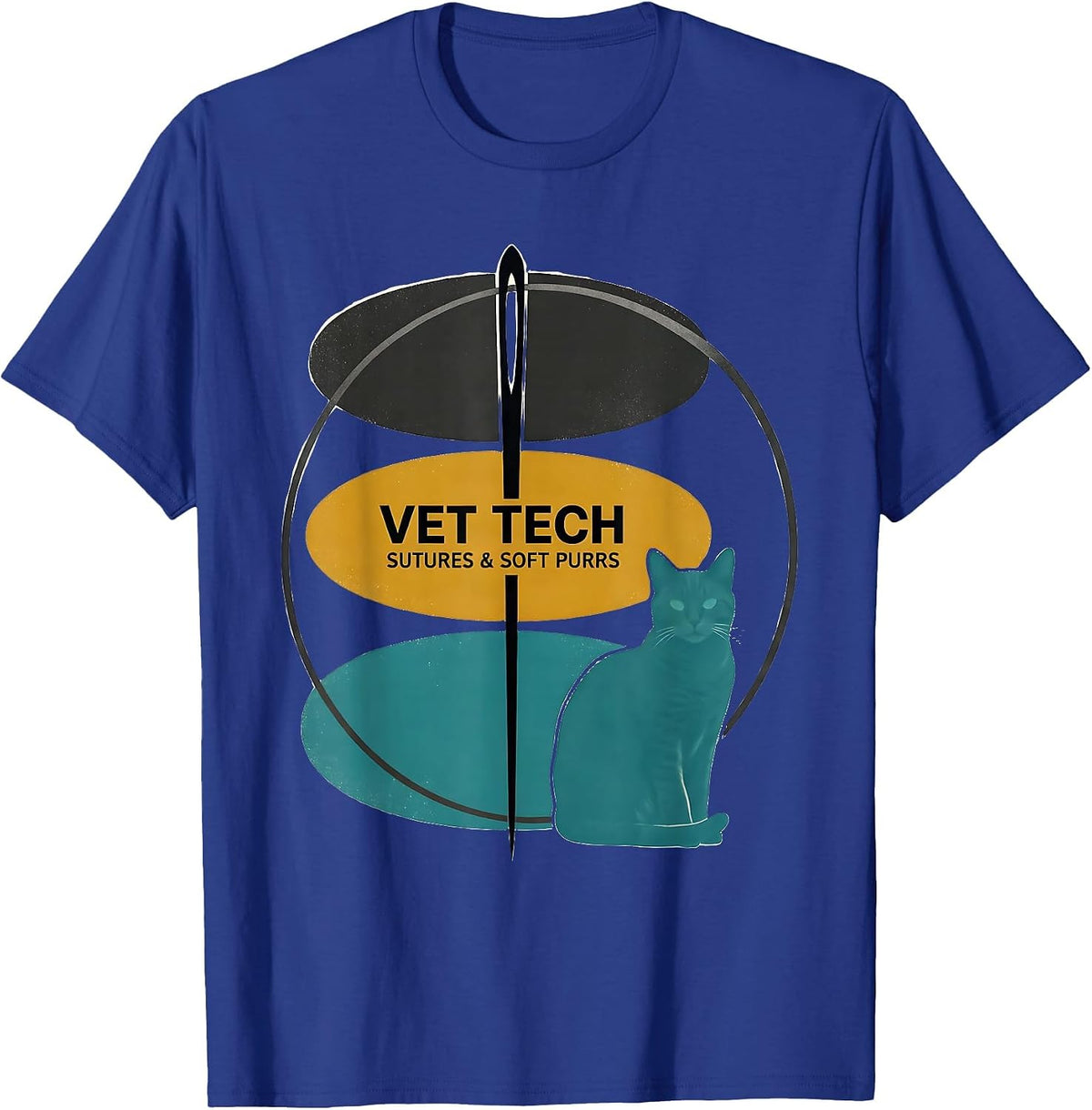 Vet Tech, Sutures & Soft Purrs Midcentury Modern Vet Worker T-Shirt - Royal Blue