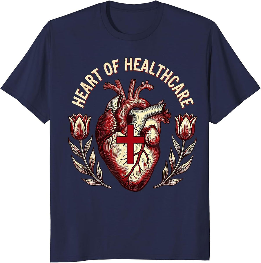 Heart of Healthcare Nurses Week Celebration Design T-Shirt - Navy Blue