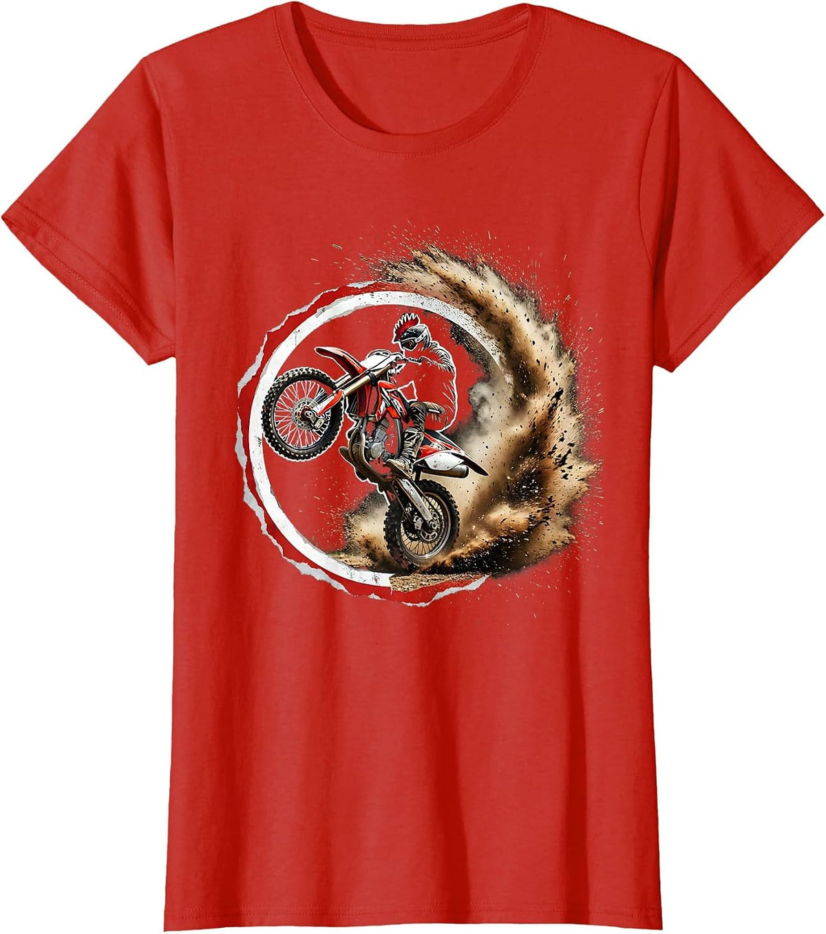 Gen X Dirt Bike Rooster Tail Dust Rider Graphic T-Shirt - Red