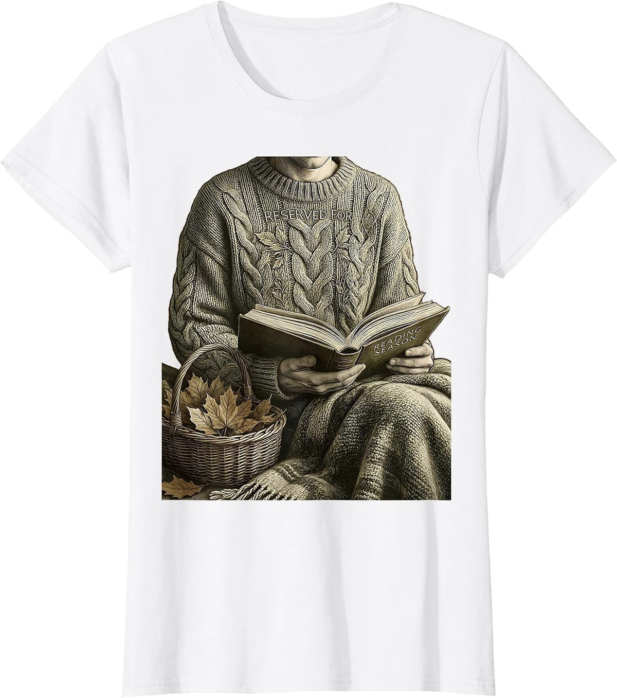 Reserved For Reading Season Cozy Autumn Book Lovers Teacher T-Shirt - White