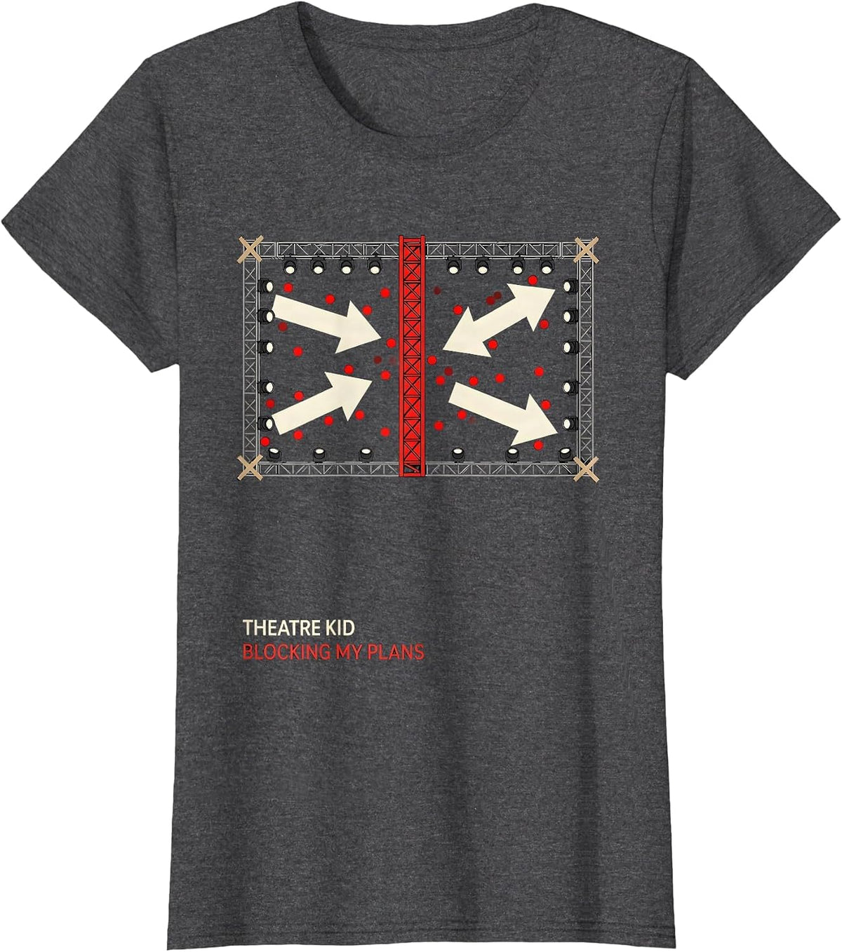 Women's Theatre Kid Blocking My Plans Funny Musical Theatre Nerd T-Shirt - Dark Heather Grey