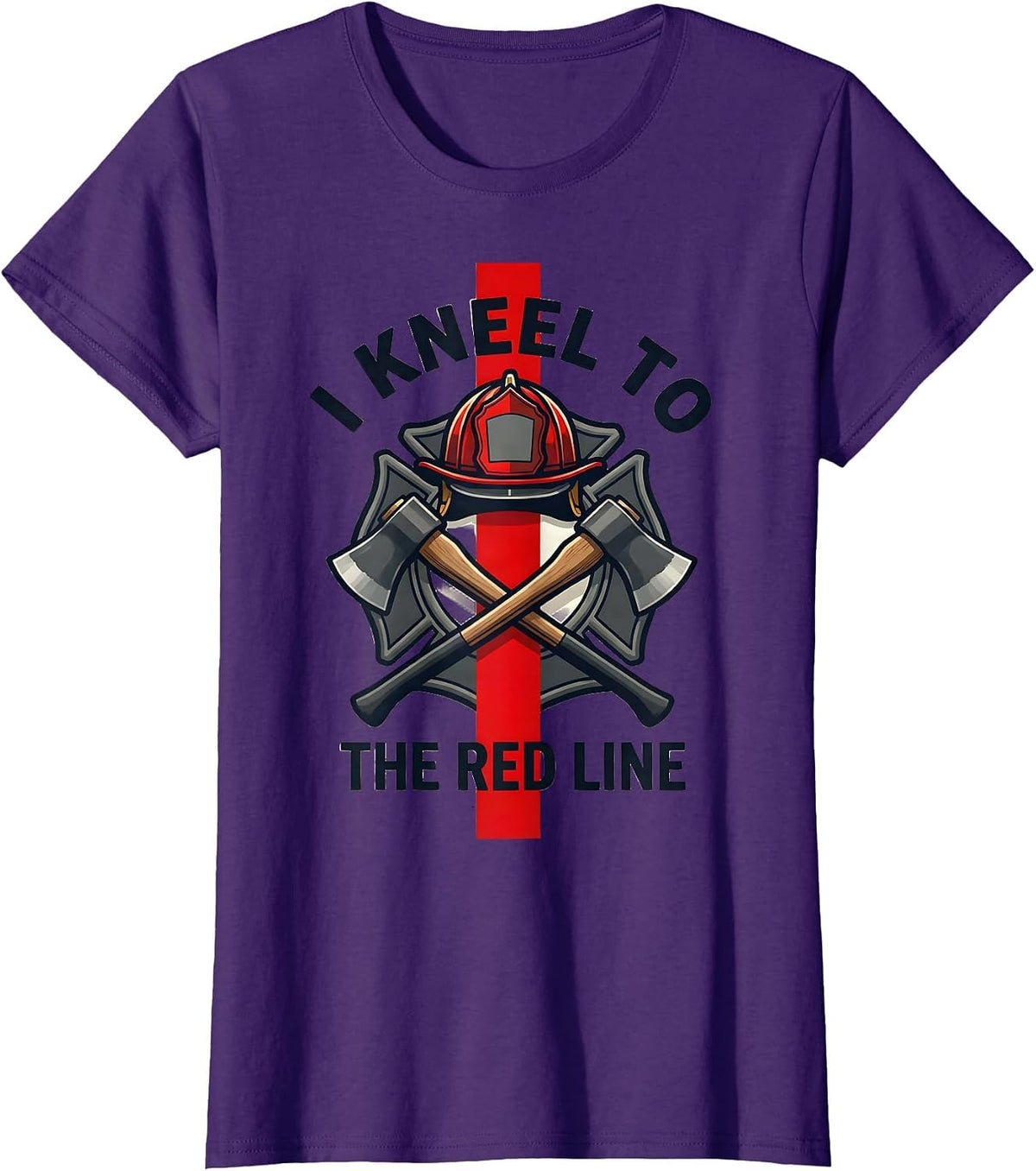 Women's I Kneel To The Red Line Patriotic Firefighter Thin Red Line T-Shirt - Purple