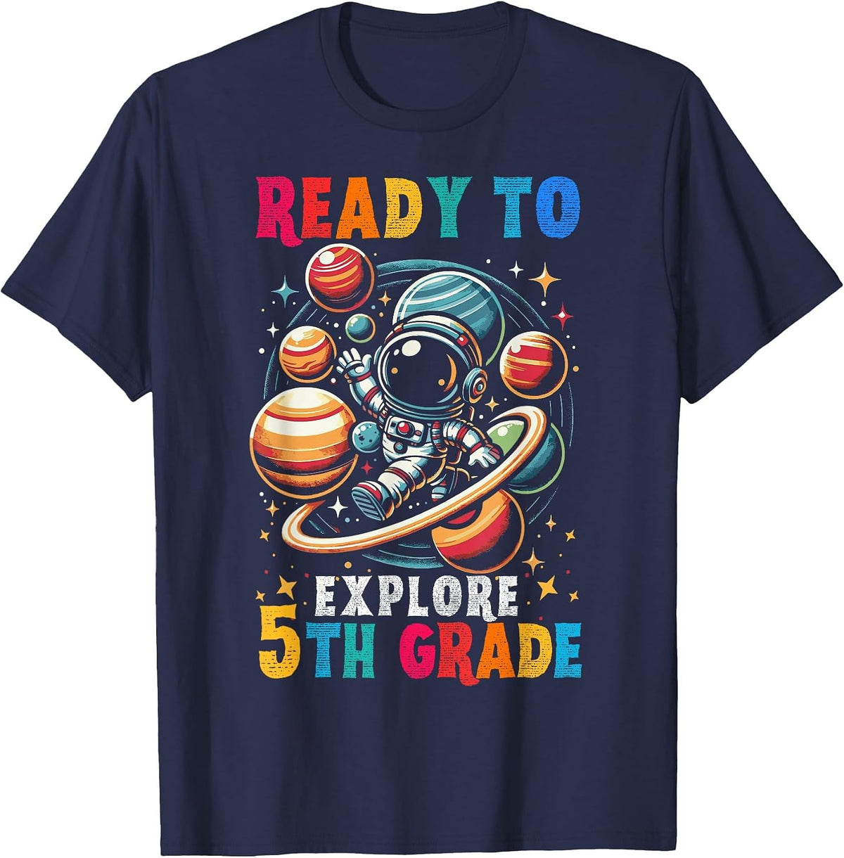 First Day Kids Welcome Back to School Astronaut 5th Grade T-Shirt - Navy Blue