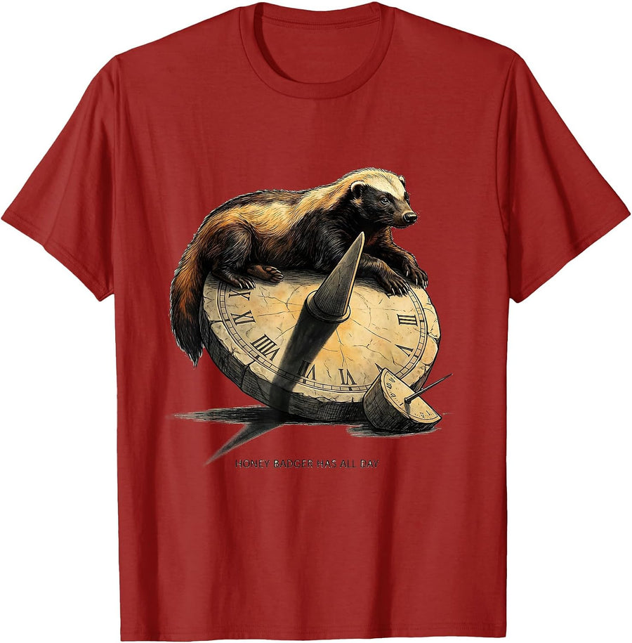 Honey Badger Has All Day Funny Animal Lover Meme Humor T-Shirt, Men, Cranberry Red, 3X-Large - As Pictured