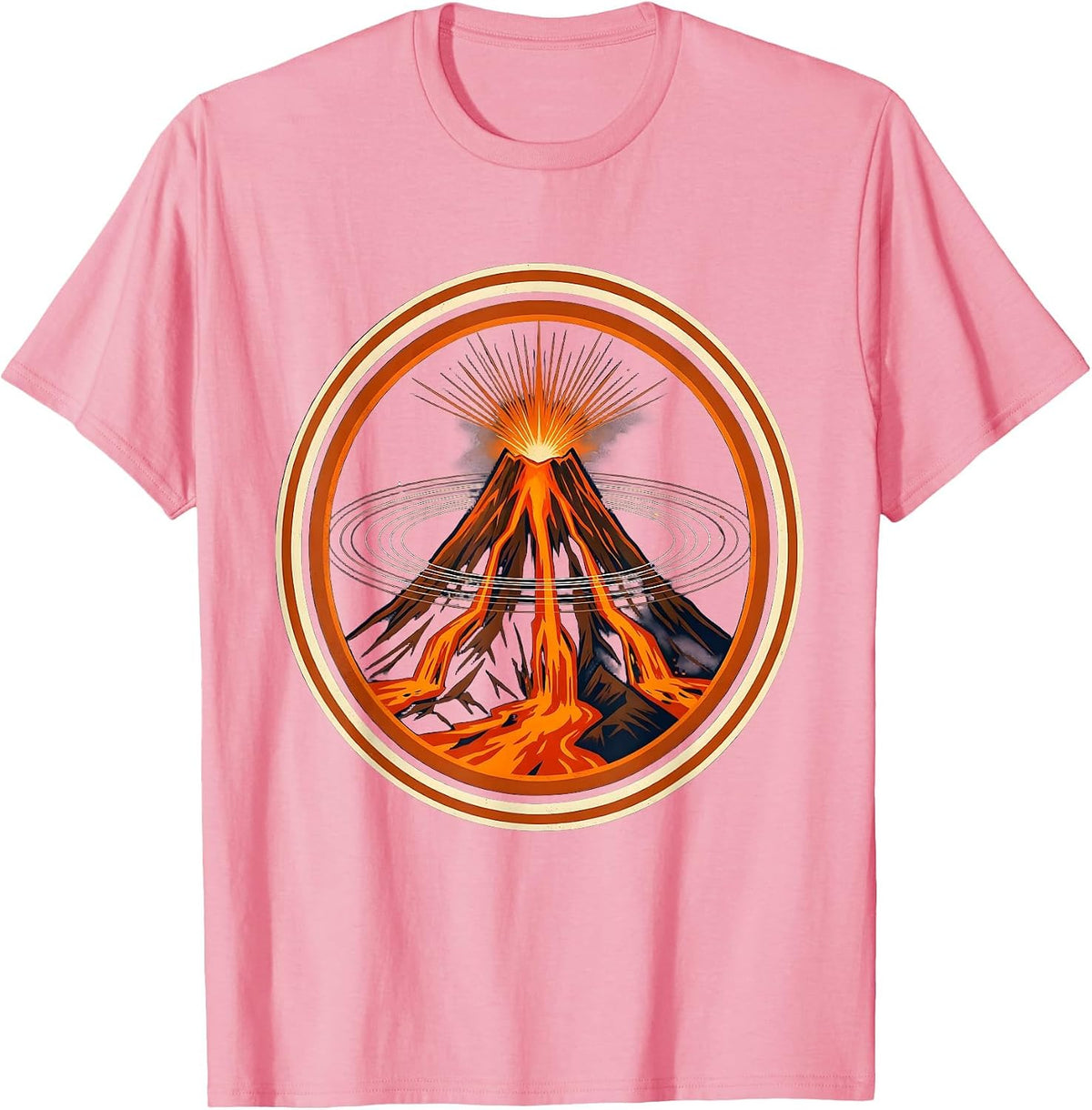 Hawaii Volcano Night Lava Eruption Graphic T-Shirt - Pink