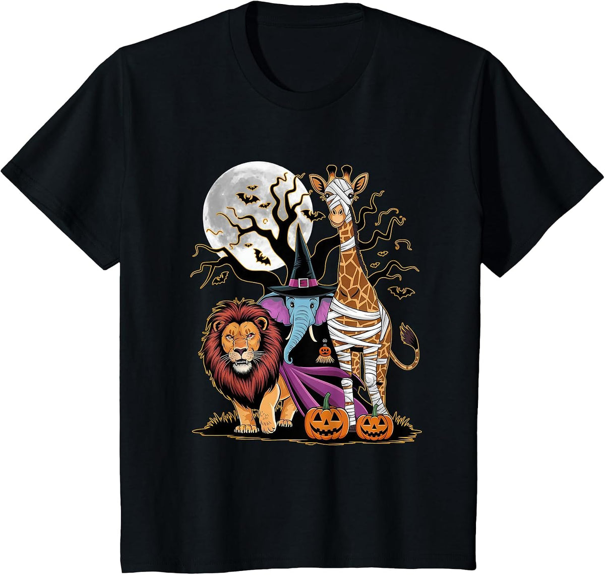 Halloween Zoo Animals Wildlife Safari T-Shirt - Black