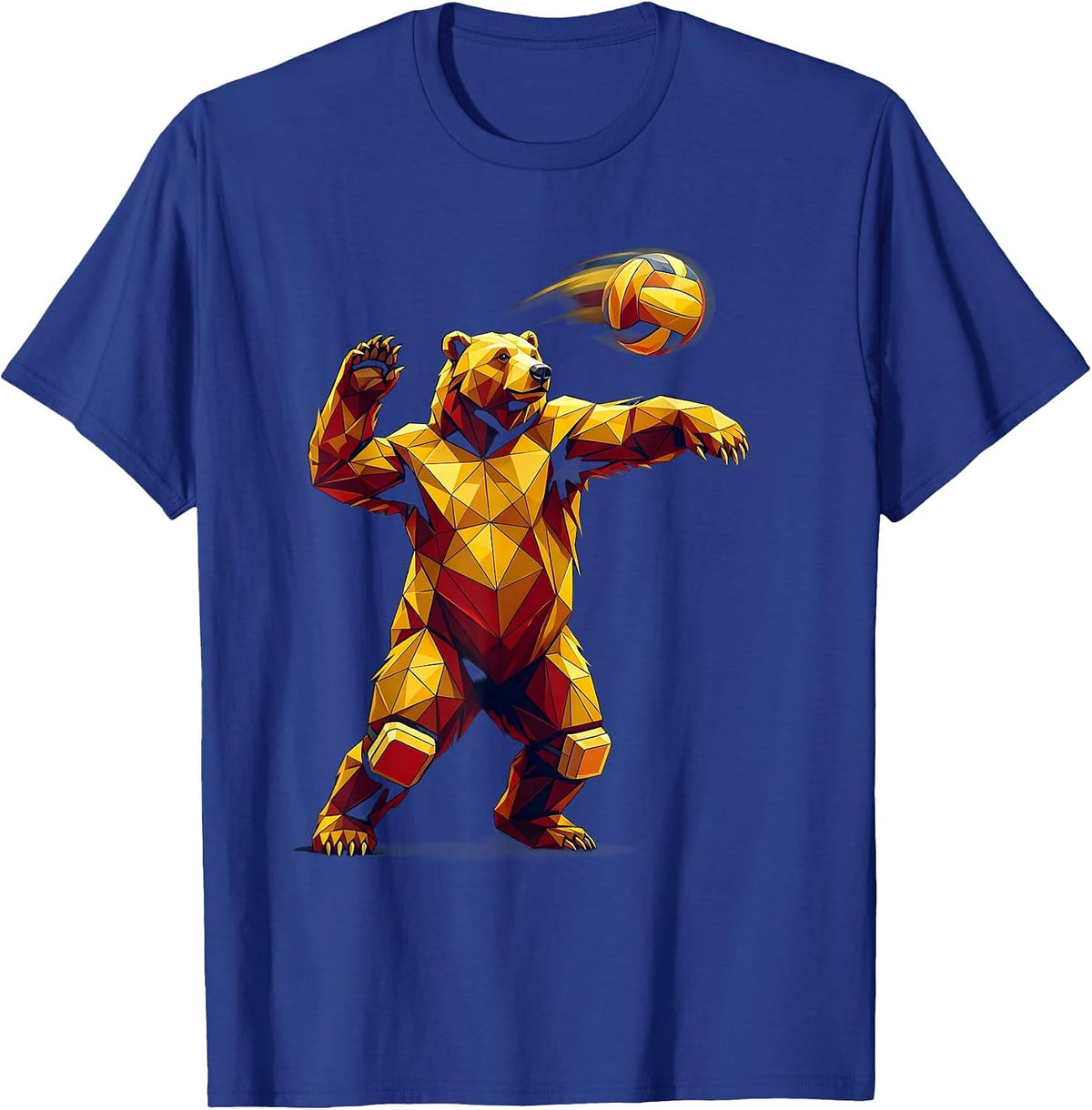 Men's Bear Volleyball Player Knee Pads Serve Graphic T-Shirt - Royal Blue