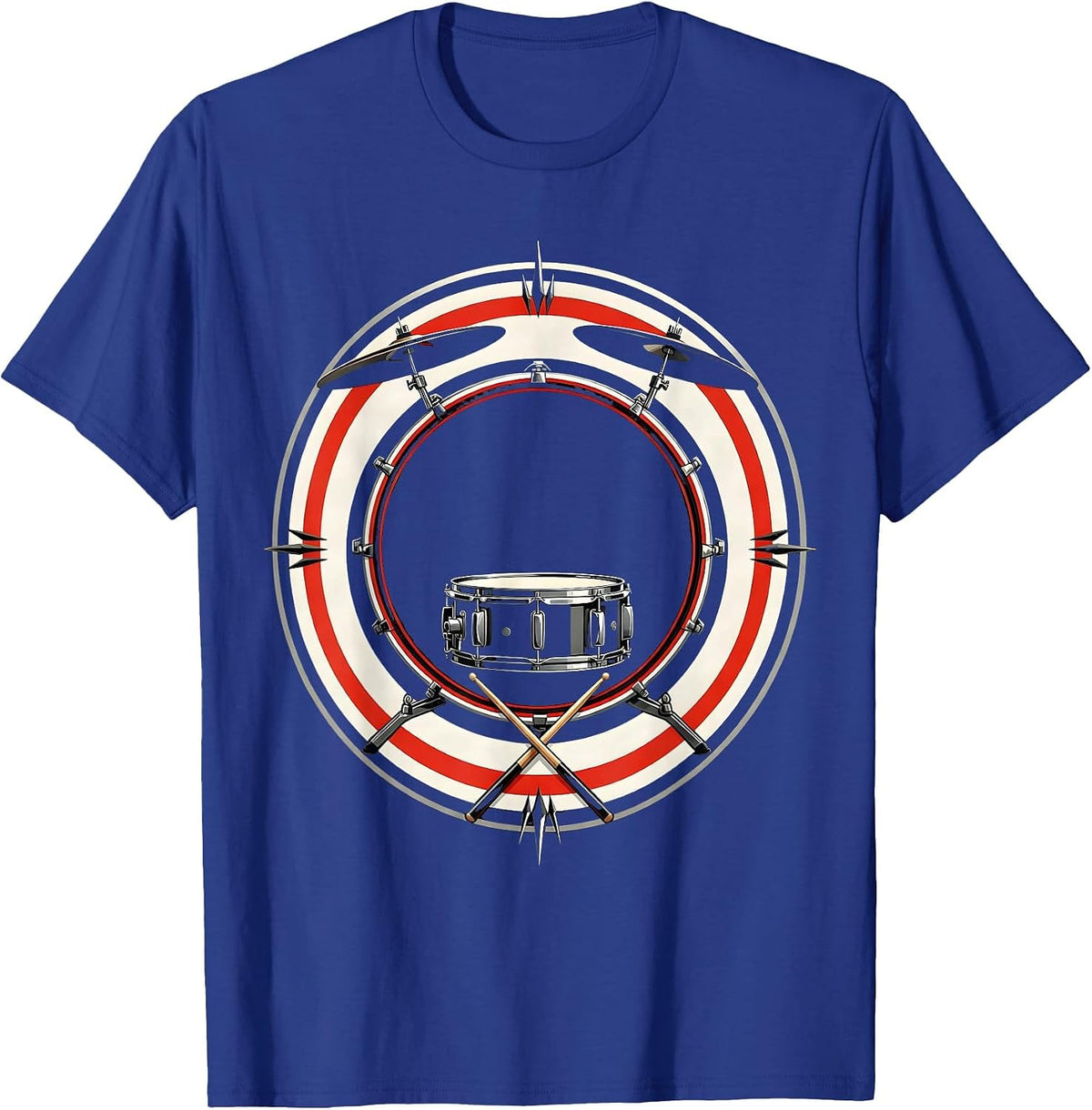 Men's Sealed Drum Badge Swiss International Drummer Humor Gift T-Shirt - Royal Blue