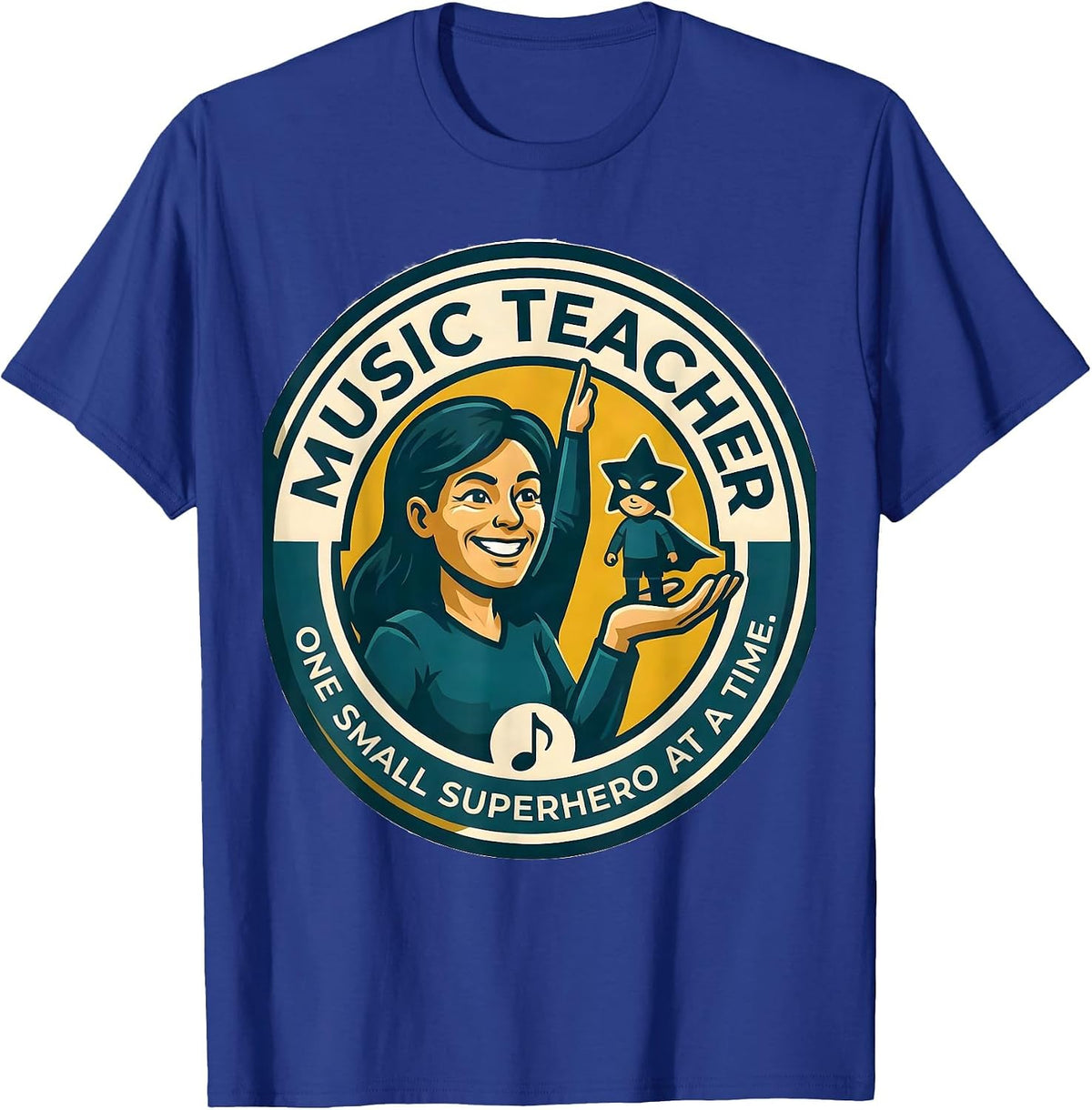 Men's Music Teacher One Small Superhero At A Time Funny T-Shirt - Royal Blue