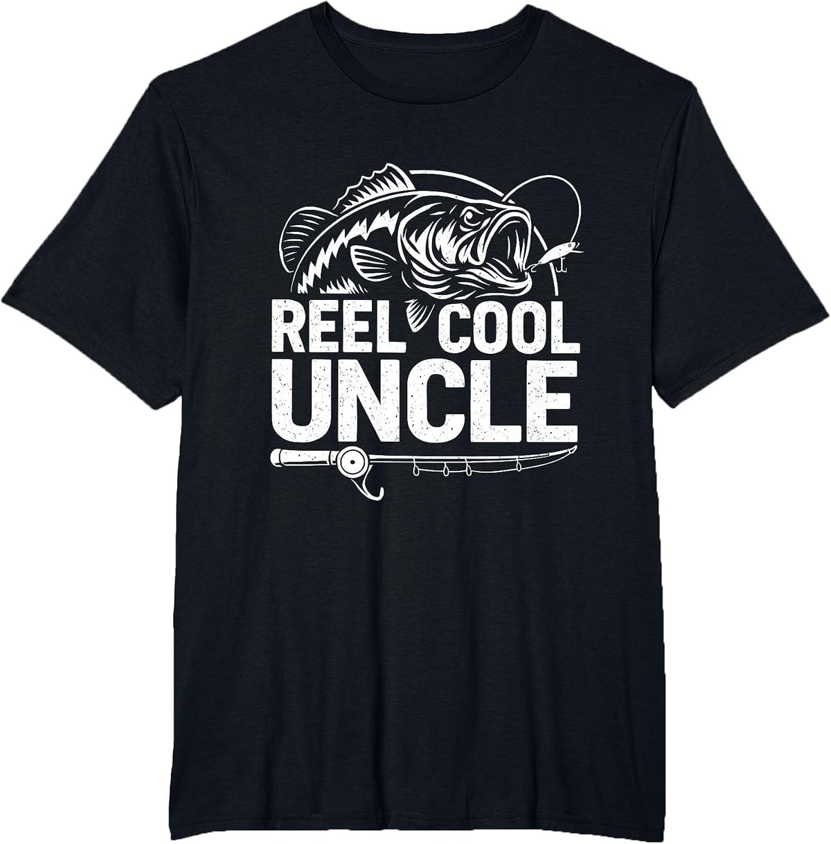 Reel Cool Uncle Fishing Daddy Fathers Day Dad for Men T-Shirt - Black