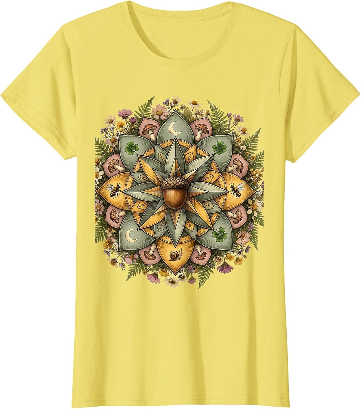 Women's 4th Grade Teacher Geometric Mandala Design T-Shirt - Lemon Yellow