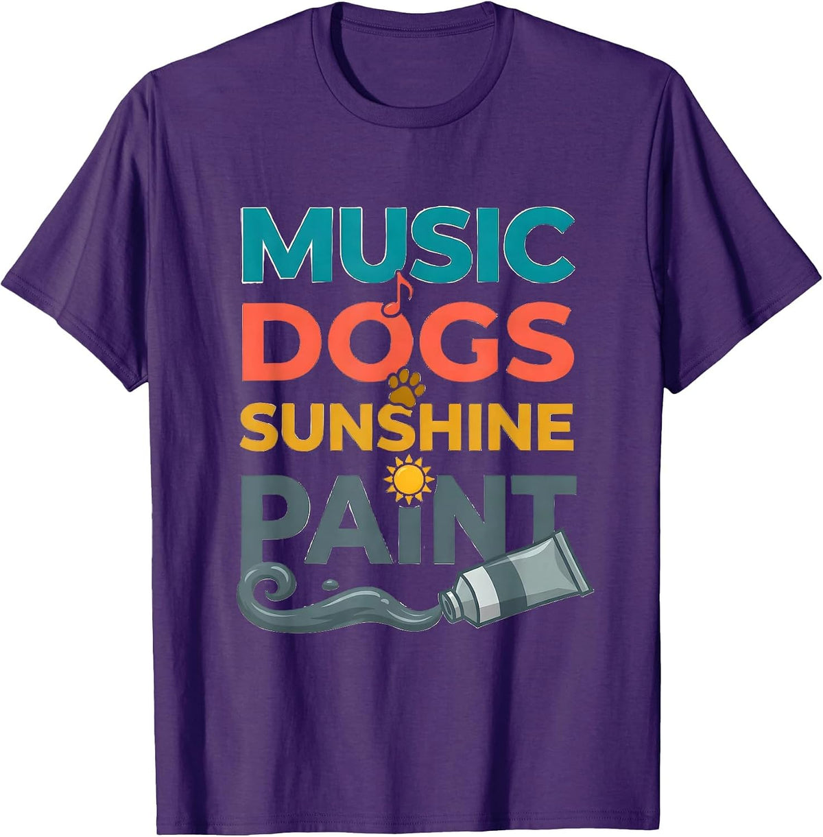Music Dogs Sunshine Paint Art Teacher Back To School Gift T-Shirt - Purple