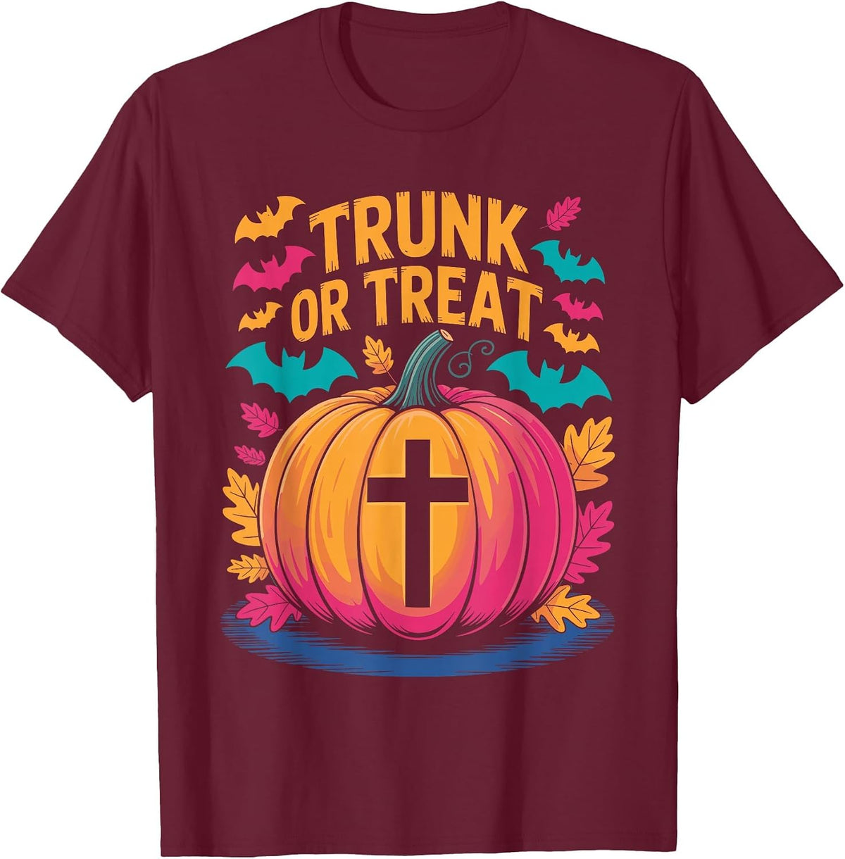 Trunk Or Treat Halloween Costume Christian Pumpkin Church T-Shirt - Burgundy