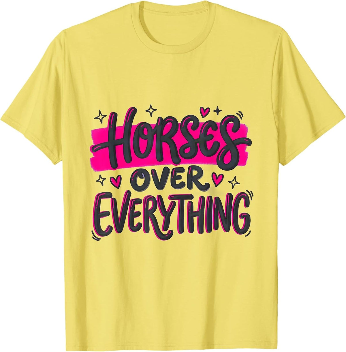 Men's Horses Over Everything Equestrian Lover Design T-Shirt - Lemon Yellow