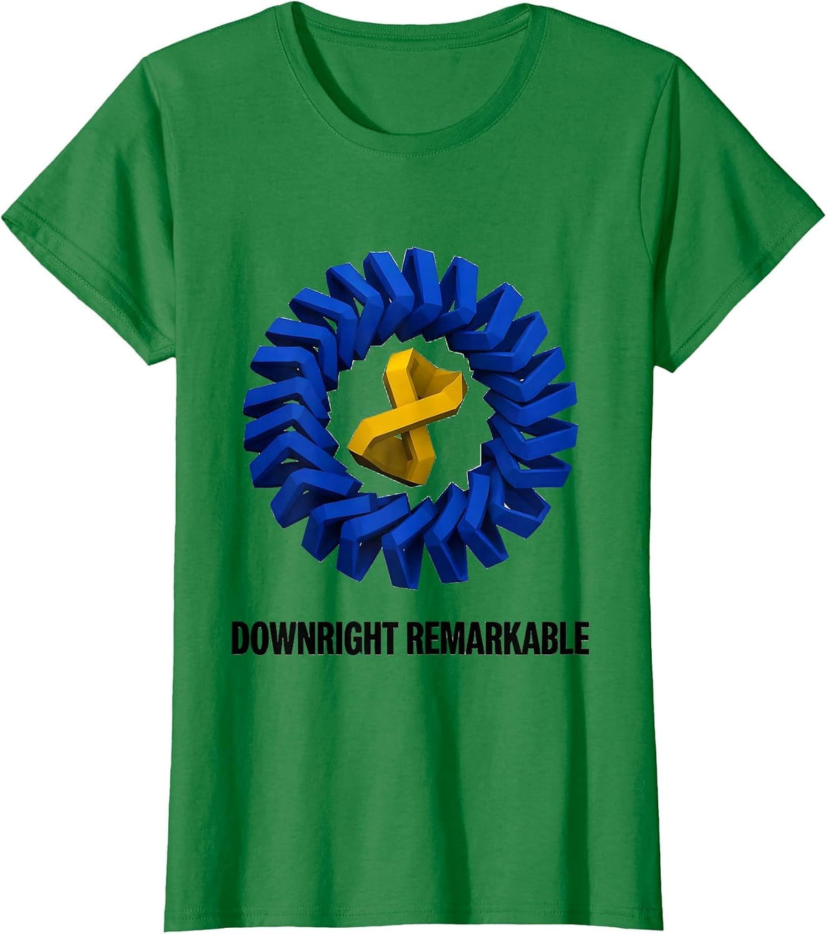 Women's Downright Remarkable Geometric Down Syndrome Awareness T-Shirt - Kelly Green