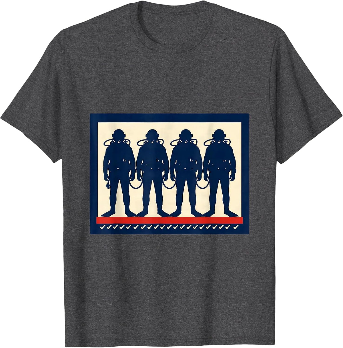 Buddy Divers Panel Screenprint Poster Scuba Diving Humor T-Shirt - Dark Heather Grey