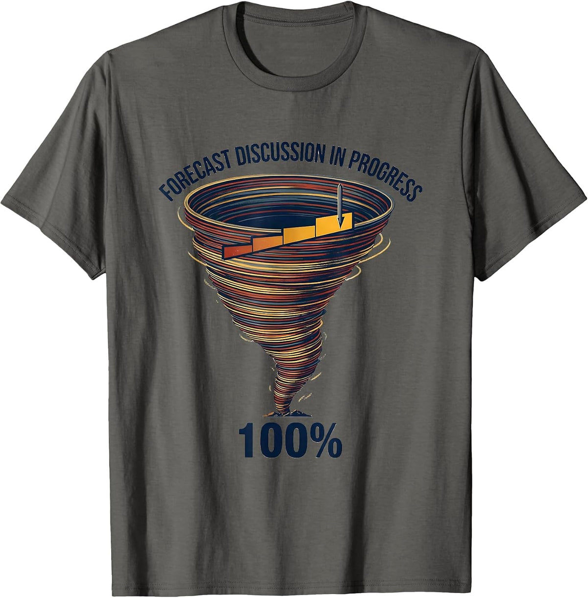 Men's Forecast Discussion In Progress: 100% Bold Storm Chaser T-Shirt - Asphalt Grey